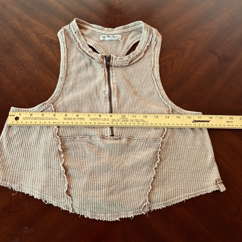We The Free Tank Top Ribbed Half Zip Racerback Large Brown Womens Boho Bohemiian - Picture 8 of 9